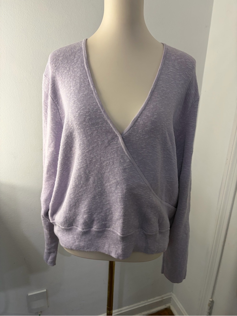 Madewell Lavender NWT Cotton V-Neck faux Wrap Sweater